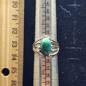 Native American Old Pawn Sterling Silver/Turquoise Ring Tested+ Size 6.5